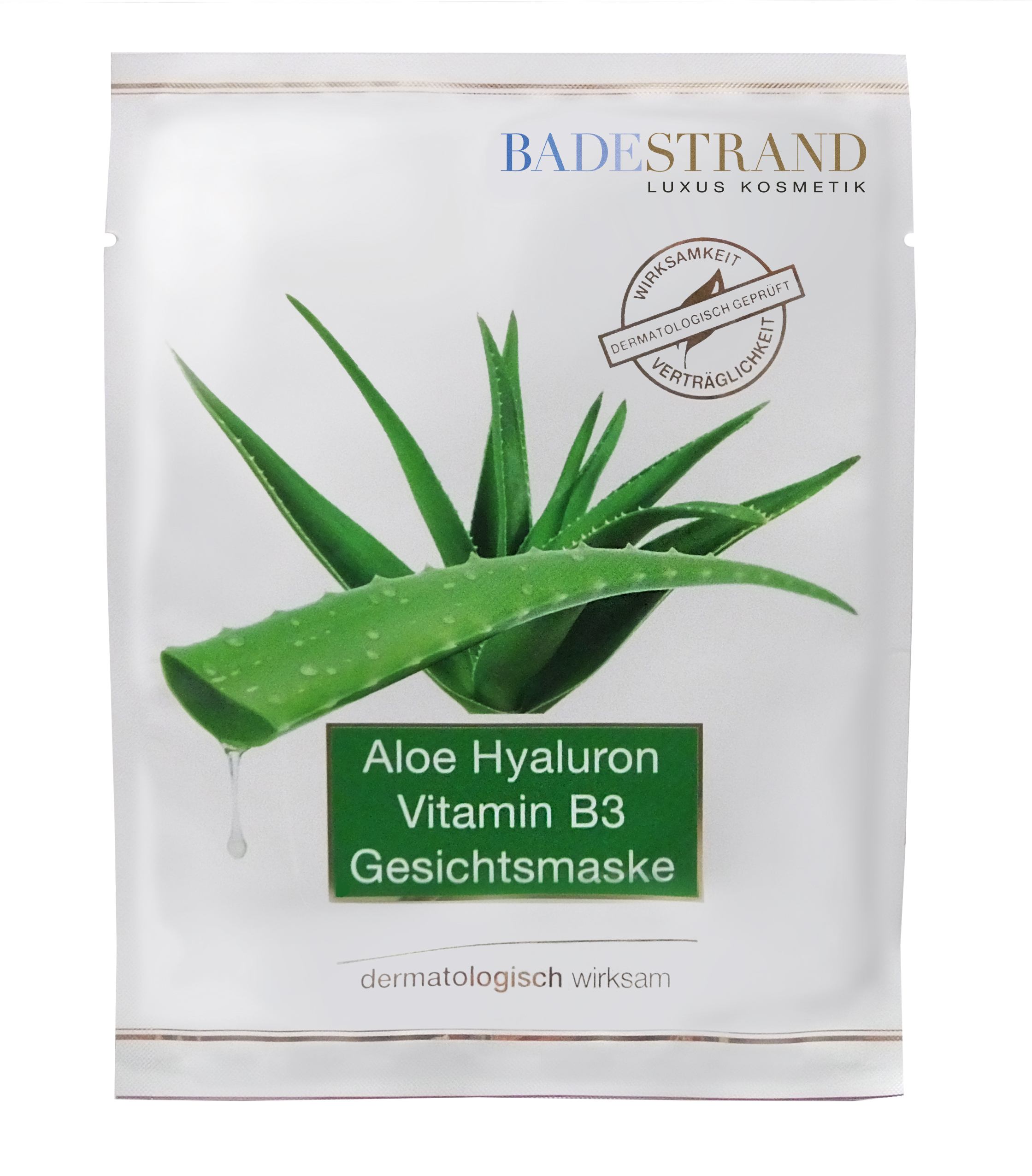 Badestrand Aloe Hyaluron Vitamin B3 Gesichtsmaske (Tuchmaske), 20 ml