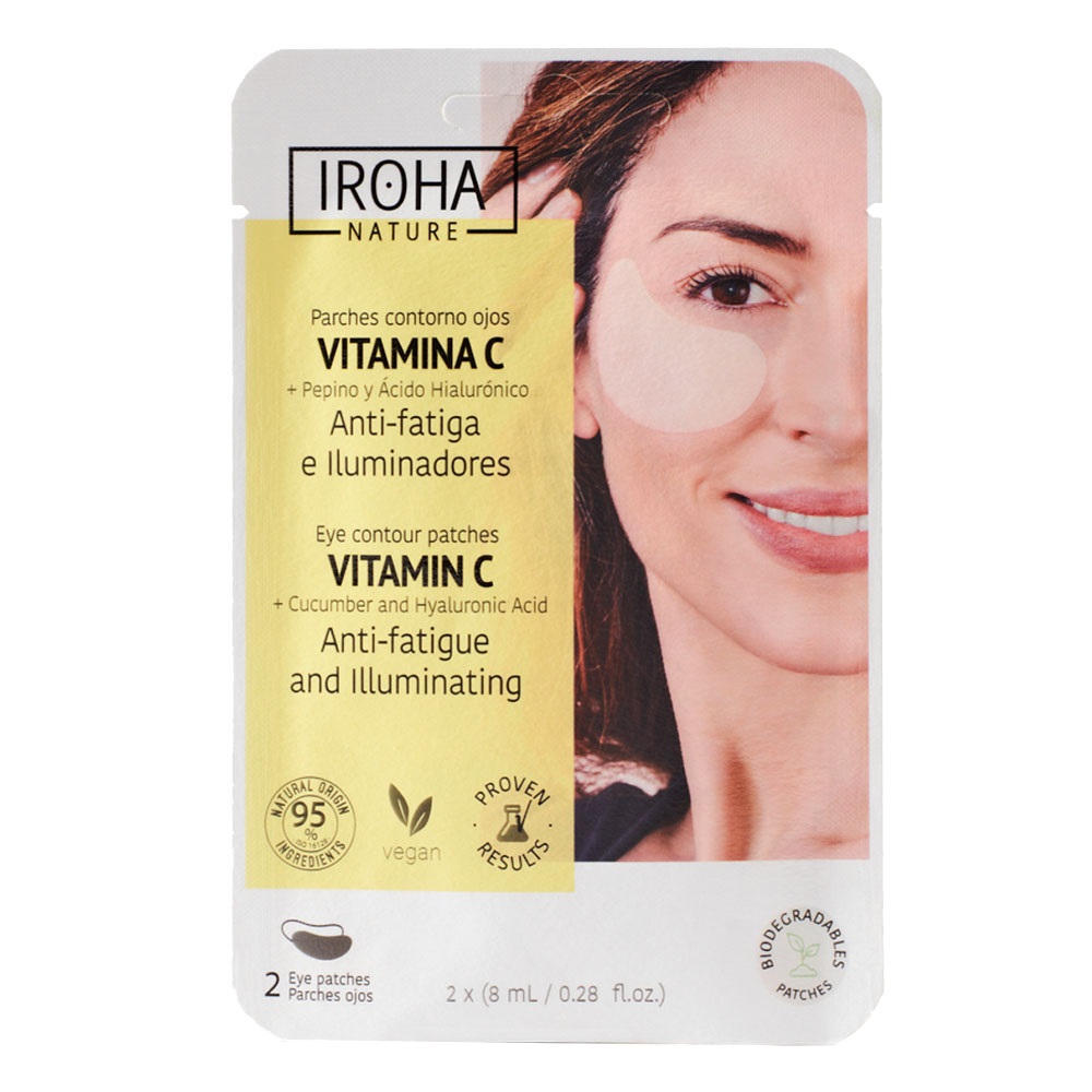 Iroha Augen-Maske Eye Contour Patches Anti-Fatigue & Illum, 1 Sachet (2 Patches) Vitamin C + Cucumber + Hyaluronic Acid