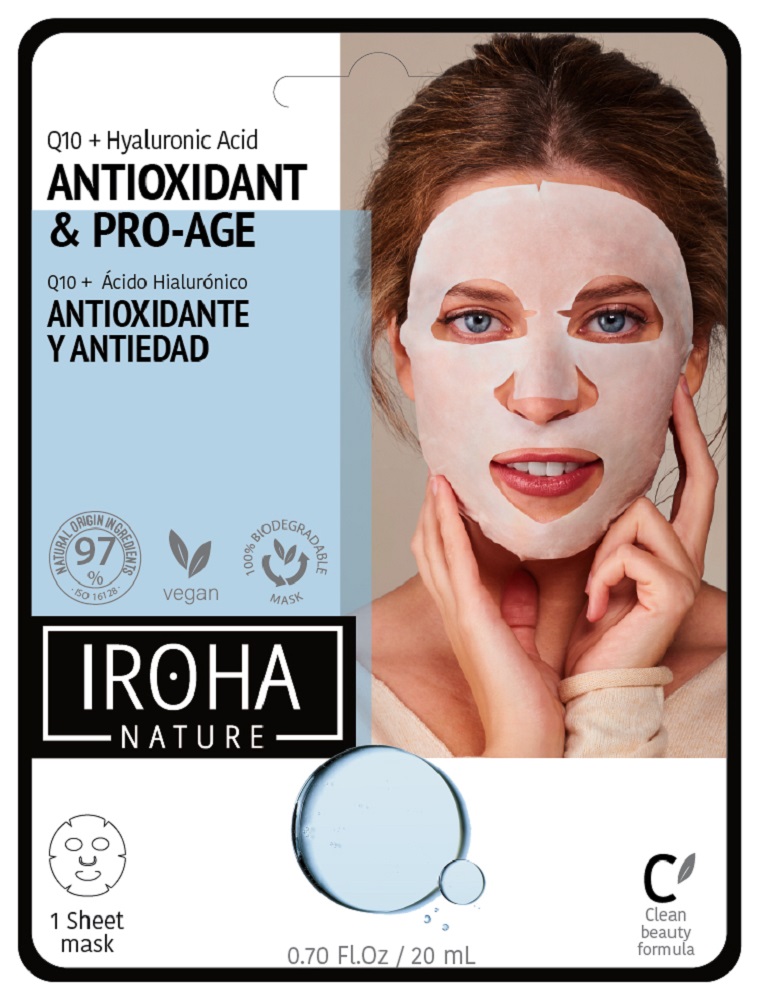 Iroha Tuch-Maske Antioxidant & Pro Age -  Q10 + Hyaluronic Acid, (1 Maske)