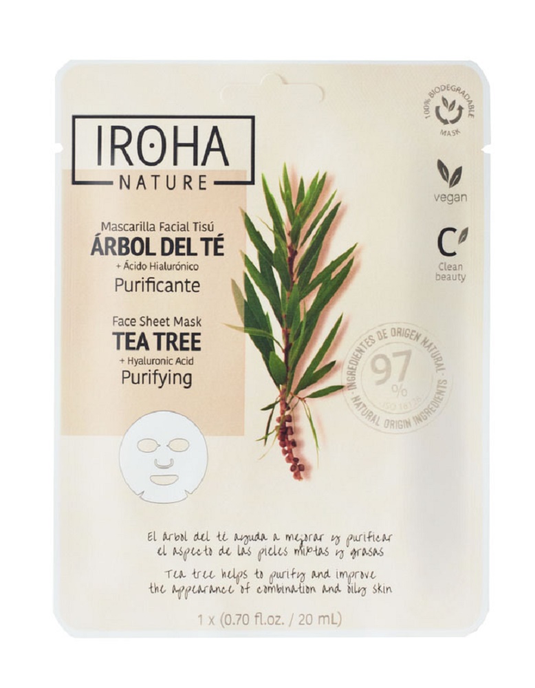 Iroha Tuch-Maske Purifying - Tea Tree & Hyaluronsäure  (1 Maske)