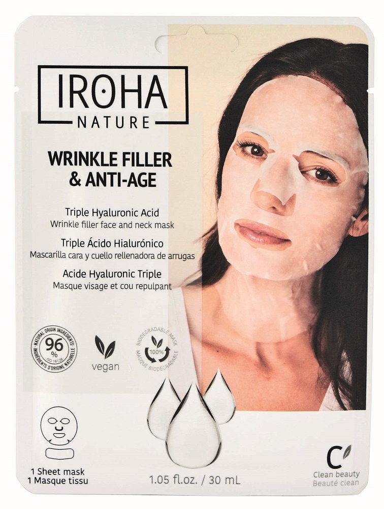 Iroha Tuch-Maske Wrinkle Filler & Age  (15 Masken im Display) Triple Hyaluronic Acid