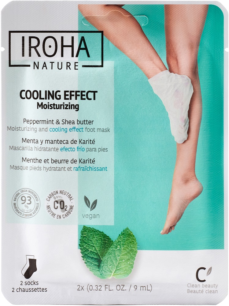 Iroha Socken Maske Cooling Effect (15 Masken je 1 Paar im Display) Peppermint + Shea Butter