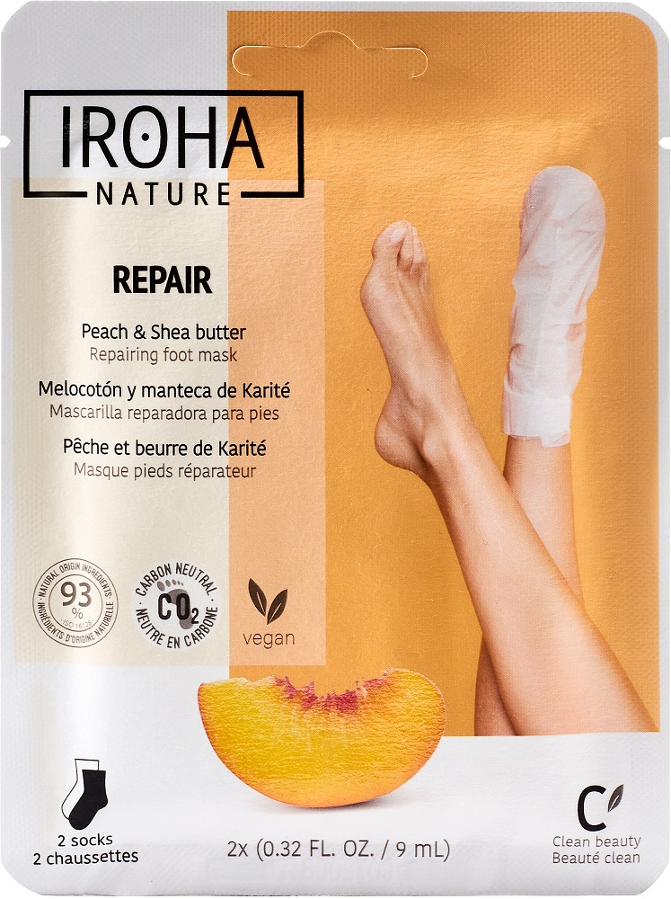 Iroha Socken Maske Repair (1 Paar) Peach + Shea Butter